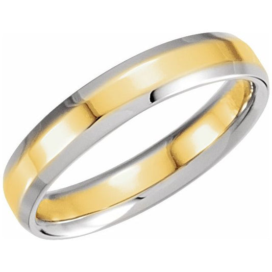 Platinum & 18K Yellow Gold Beveled-Edge Two-Tone Band, 4 mm Wide