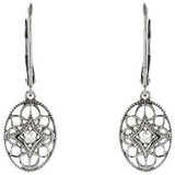 Sterling Silver .06 CTW Filigree Diamond Lever Back Earrings