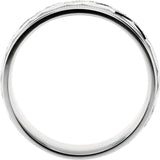14K White Gold Design Band with Satin Finish & Milgrain, 7 mm Wide