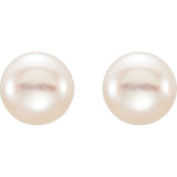 14K Yellow Gold Cultured White Freshwater Pearl Stud Earrings