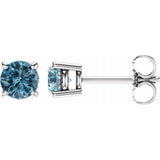 14K Gold 5 mm Natural Sky Blue Topaz Stud Earrings