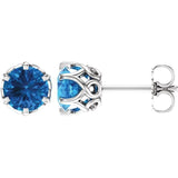 14K Gold Natural 6 mm Swiss Blue Topaz Stud Earrings