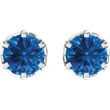 14K Gold Natural 6 mm Swiss Blue Topaz Stud Earrings