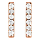 14K Rose Gold 1/10 CTW Diamond Bar Earrings
