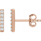 14K Rose Gold 1/10 CTW Diamond Bar Earrings