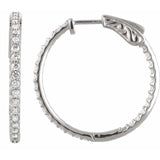 26.5 mm 1 CTW Natural Diamond Inside-Outside Hinged Hoop Earrings