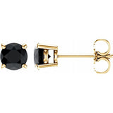 14K Gold 5 mm Natural Onyx Stud Earrings