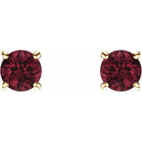 14K Gold 5 mm Natural Mozambique Garnet Stud Earrings