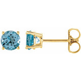 14K Gold 5 mm Natural Sky Blue Topaz Stud Earrings