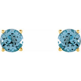 14K Gold 5 mm Natural Sky Blue Topaz Stud Earrings