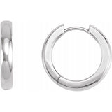 Platinum Hinged Hoop Earrings, Round Profile