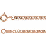 14K Rose Gold 2.25 mm Solid Curb Link Chain