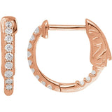14.5 mm 1/4 CTW Natural Diamond Inside-Outside Hinged Hoop Earrings