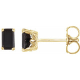 14K Gold Natural Black Onyx Earrings