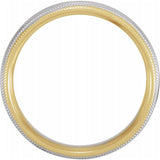 14K Yellow & White Gold Two-Tone Domed Band with Double Milgrain, 5.5 mm Wide