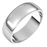 10K White Gold Half Round Light Wedding Band, 6 mm Wide