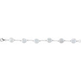 Sterling Silver Freshwater Cultured White Coin Pearl 7.5" Station Bracelet