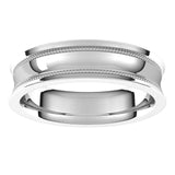 Sterling Silver Milgrain Concave with Edge Wedding Band, 5 mm Wide
