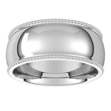 Sterling Silver Beaded Comfort Fit Wedding Band, 8 mm Wide