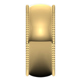 18K Yellow Gold Beaded Comfort Fit Wedding Band, 8 mm Wide