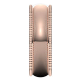 18K Rose Gold Beaded Comfort Fit Wedding Band, 6 mm Wide