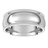 Sterling Silver Beaded Comfort Fit Wedding Band, 7 mm Wide