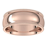 14K Rose Gold Beaded Comfort Fit Wedding Band, 7 mm Wide