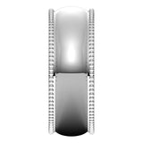 Sterling Silver Beaded Comfort Fit Wedding Band, 7 mm Wide