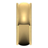14K Yellow Gold Beaded Comfort Fit Wedding Band, 7 mm Wide