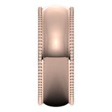 18K Rose Gold Beaded Comfort Fit Wedding Band, 7 mm Wide