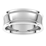 Platinum Milgrain Concave with Edge Wedding Band, 7 mm Wide