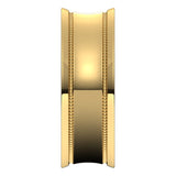 18K Yellow Gold Milgrain Concave with Edge Wedding Band, 7 mm Wide