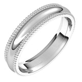 Platinum Beaded Comfort Fit Wedding Band, 4 mm Wide