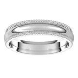 14K White Gold Beaded Comfort Fit Wedding Band, 4 mm Wide
