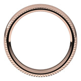 18K Rose Gold Beaded Comfort Fit Wedding Band, 5 mm Wide