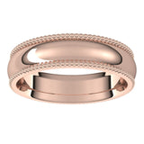 14K Rose Gold Beaded Comfort Fit Wedding Band, 5 mm Wide