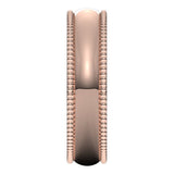 18K Rose Gold Beaded Comfort Fit Wedding Band, 5 mm Wide