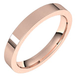 18K Rose Gold Flat Comfort Fit Wedding Band, 3 mm Wide