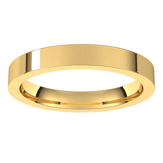 14K Yellow Gold Flat Comfort Fit Wedding Band, 3 mm Wide
