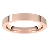 18K Rose Gold Flat Comfort Fit Wedding Band, 3 mm Wide