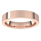 10K Rose Gold Flat Comfort Fit Wedding Band, 4 mm Wide