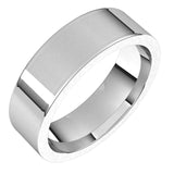18K White Gold Flat Comfort Fit Wedding Band, 6 mm Wide