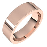 10K Rose Gold Flat Comfort Fit Wedding Band, 6 mm Wide