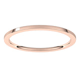 18K Rose Gold Flat Comfort Fit Light Wedding Band, 1 mm Wide