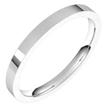Platinum Flat Comfort Fit Light Wedding Band, 2 mm Wide