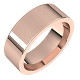 14K Rose Gold Flat Comfort Fit Wedding Band, 7 mm Wide