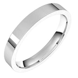 Platinum Flat Comfort Fit Light Wedding Band, 3 mm Wide
