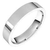 14K White Gold Flat Comfort Fit Light Wedding Band, 4 mm Wide