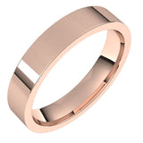 18K Rose Gold Flat Comfort Fit Light Wedding Band, 4 mm Wide