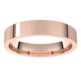 14K Rose Gold Flat Comfort Fit Light Wedding Band, 4 mm Wide